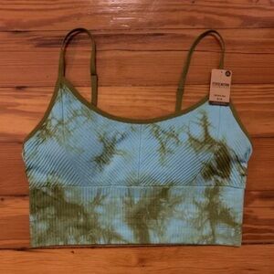 NWT Victoria’s Secret PINK Blue & Green Tye Dye Sports Bra Seamless Size Medium